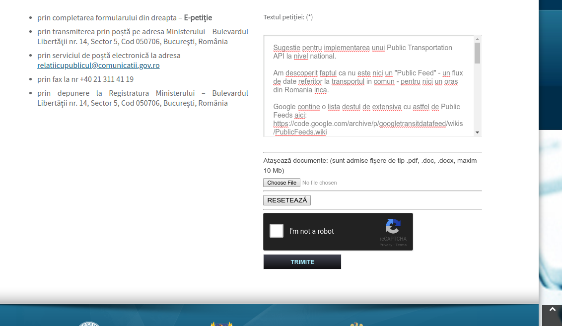 100 Ways To Get Rejected: Petition for a National Public Transportation API